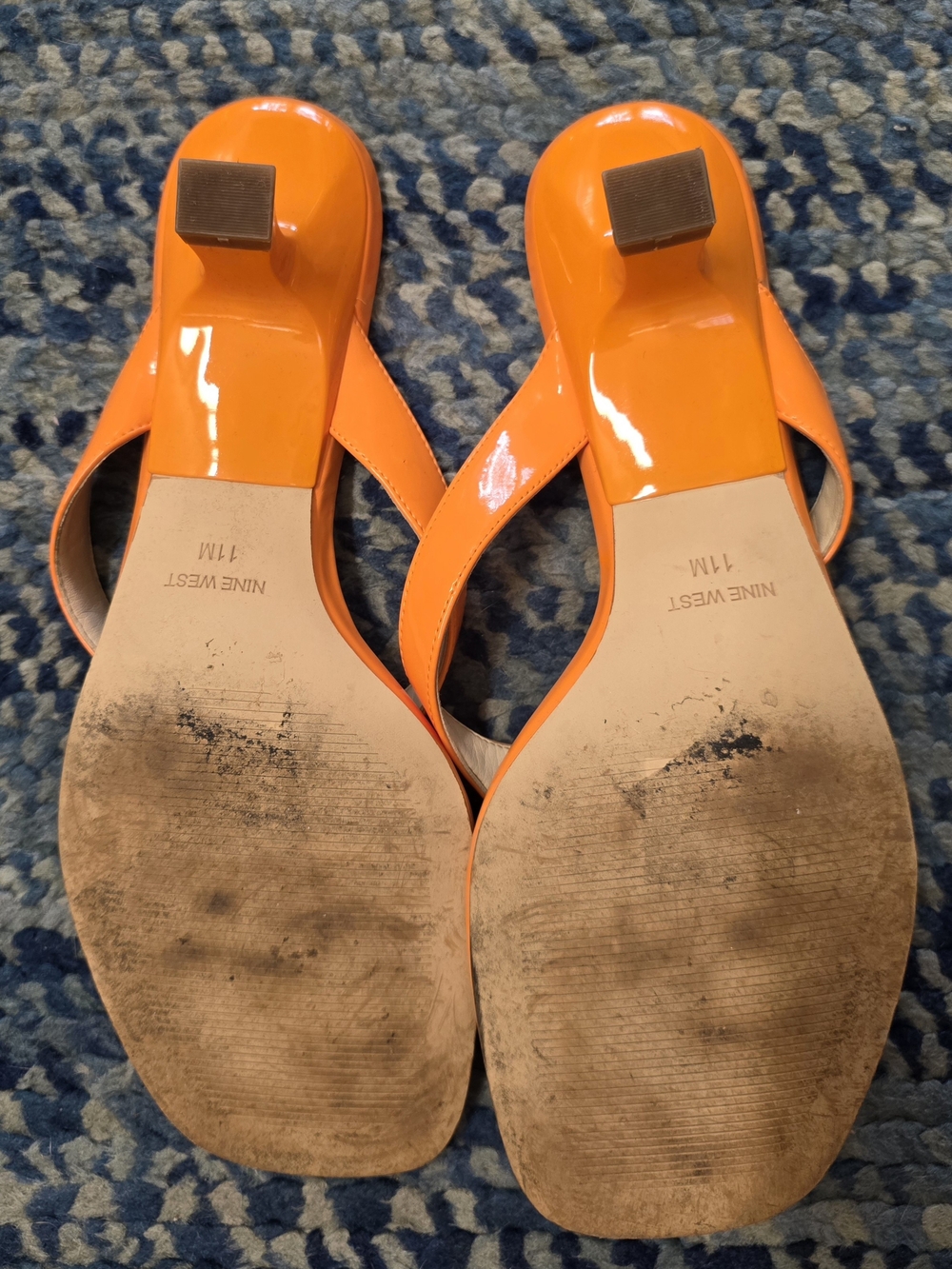 Nine West Orange Patent Thong Sandals - Picture 2 of 3